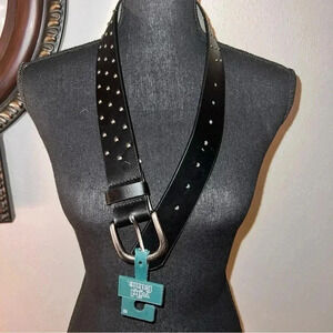 Target Wild Fable Women’s Black Vegan Belt with Copper Tone Buckle Studs Size XS